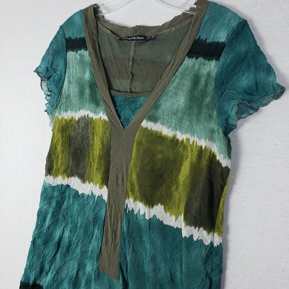 MADO Et Les Autres Mesh Dress Tie Dye Colorblock Abstract Print Art-o-Wear sz M - Picture 10 of 11